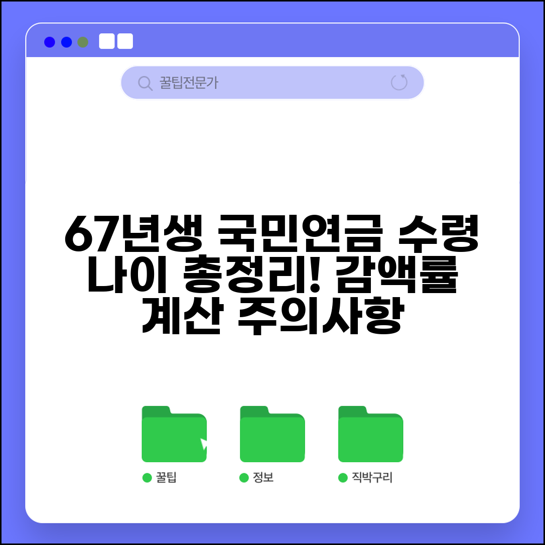 67년생 국민연금 수령나이 총정리 | 조기수령 시 감액률 계산 및 주의사항